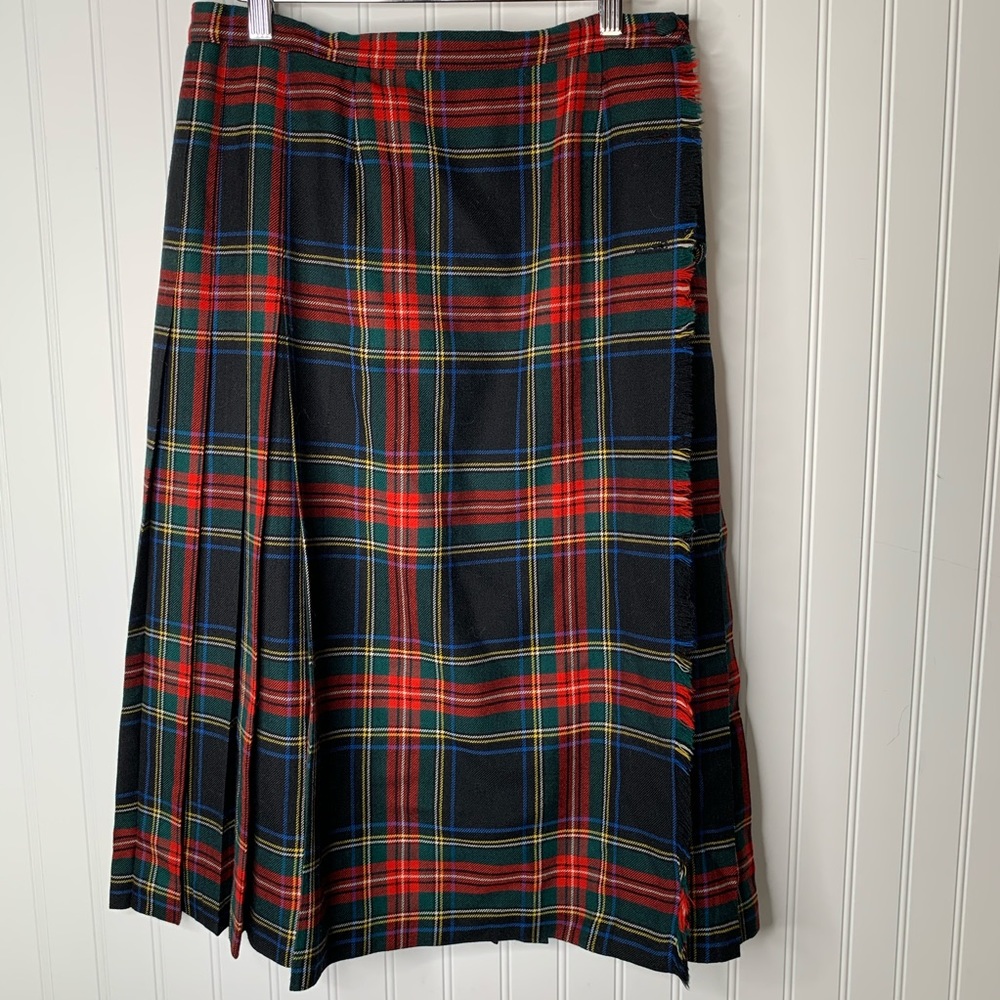 Aljean vintage 100% wool wrapped midi skirt sz 14